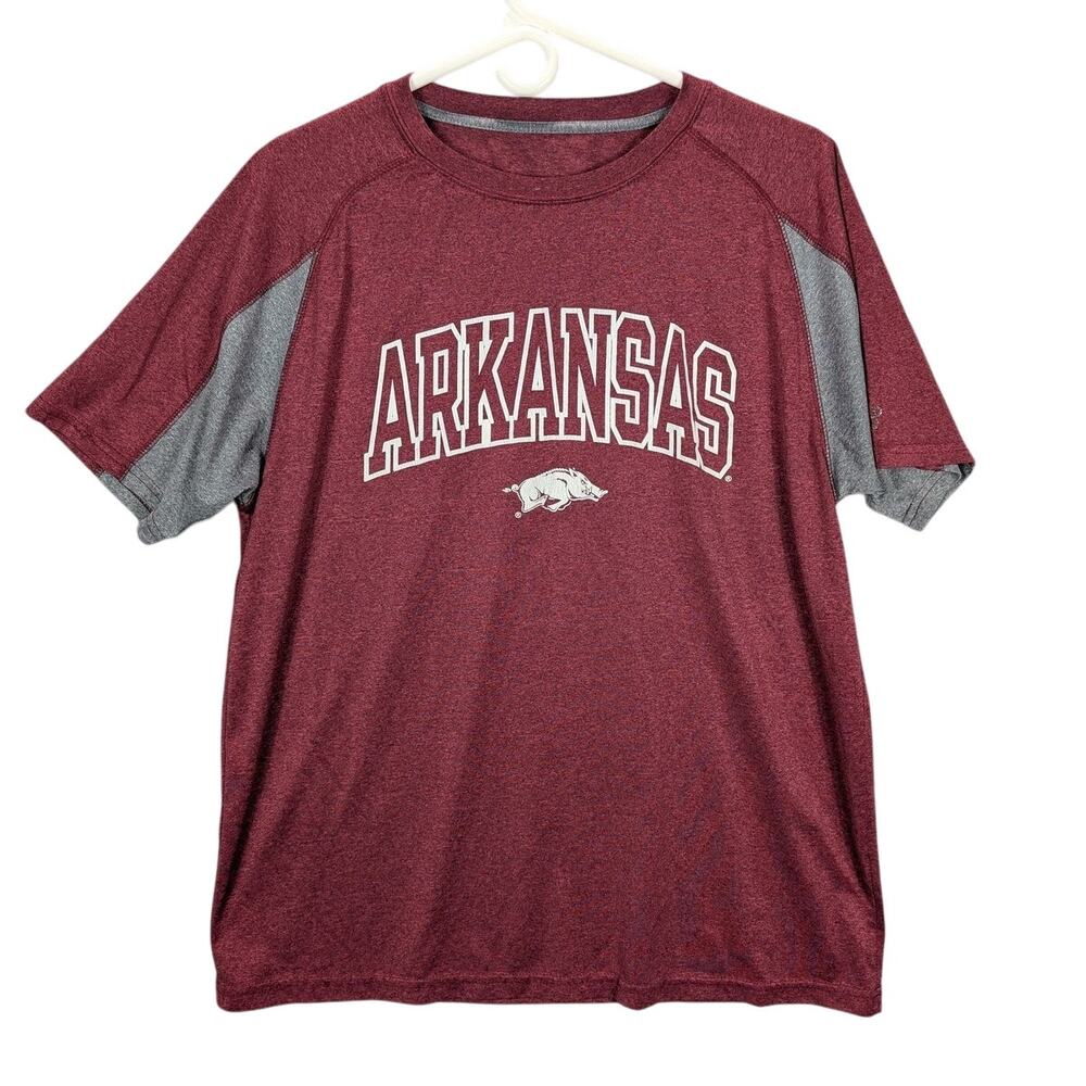 Arkansas Razorbacks Shirt Mens Large Maroon Gray NCAA College Football Russell